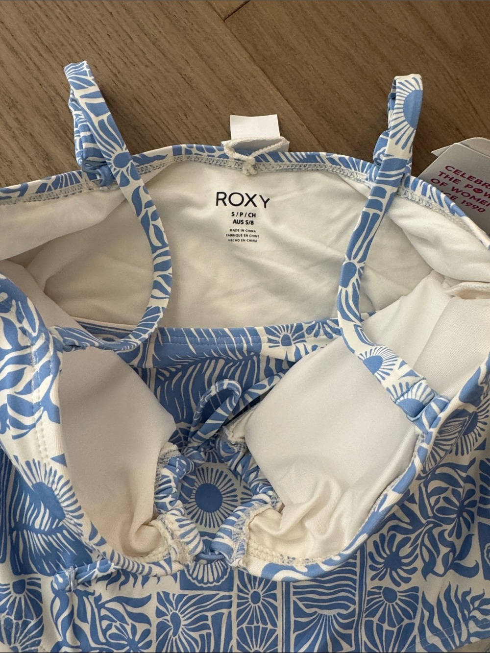 NWT Roxy swell seekers Peekaboo one piece Blue & White Cutout size S - Picture 7 of 8